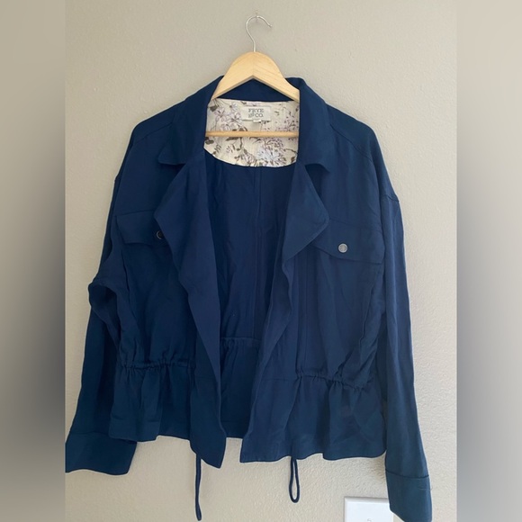 Frye Navy Blue Casual Jacket with Elastic Waist fit L - Picture 2 of 11